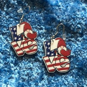 Red White and Blue Gnome Earrings